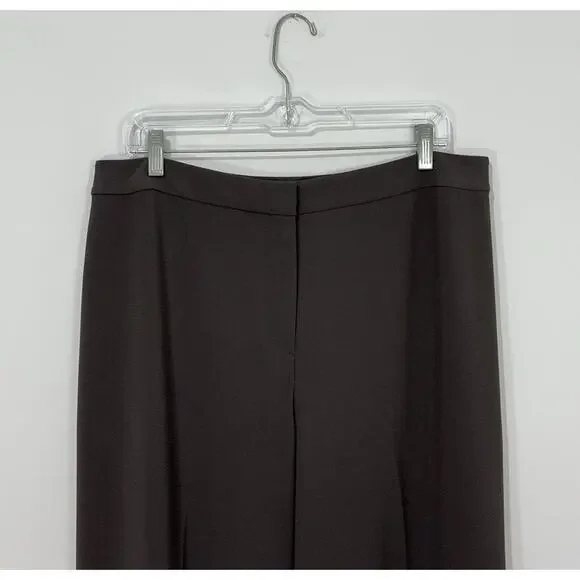 St. John Diana Dress Pants Womens 14 Brown Straight Leg Stretch Unhemmed NWT
